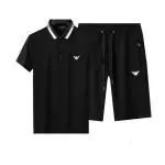 ea7 armani ensembles de survetement manche courte lapel polo shirt shorts noir